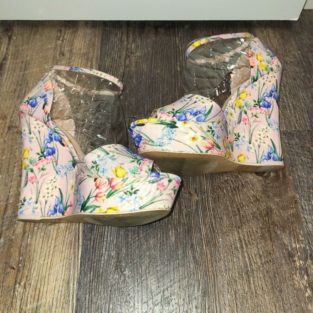 Aldo Spring Floral Fluerinia Wedge Heel Sandals - Picture 10 of 16